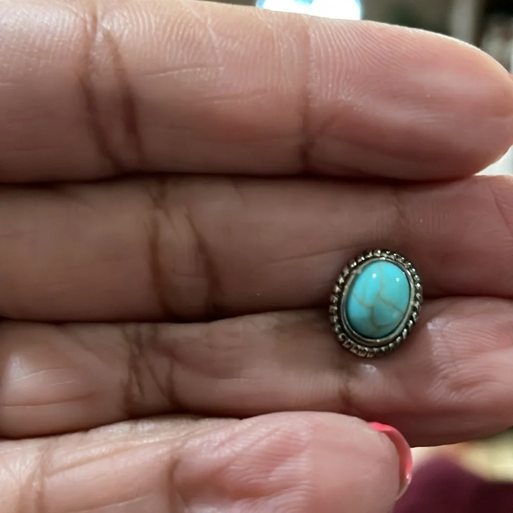 💞 Baby Girl post earrings Turquoise and antique silver/Lead complaint Never worn